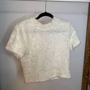 Fuzzy Cream Crop Tee